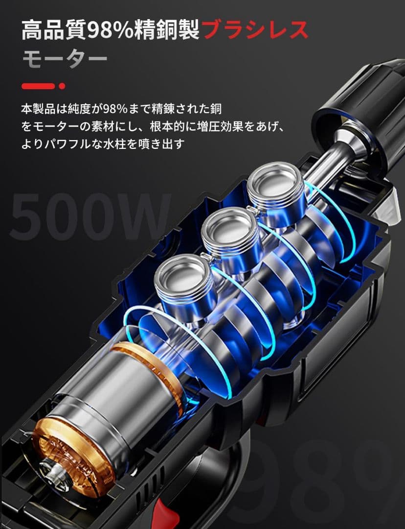 高圧洗浄機 セット コードレス 充電式 洗浄機 ハンディ ブラシレスモーター搭載