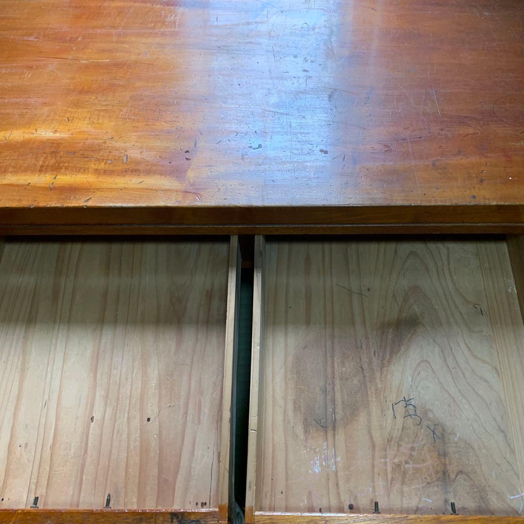 両袖文机 文机 帳場机 ローボード レトロ家具 和製アンティーク