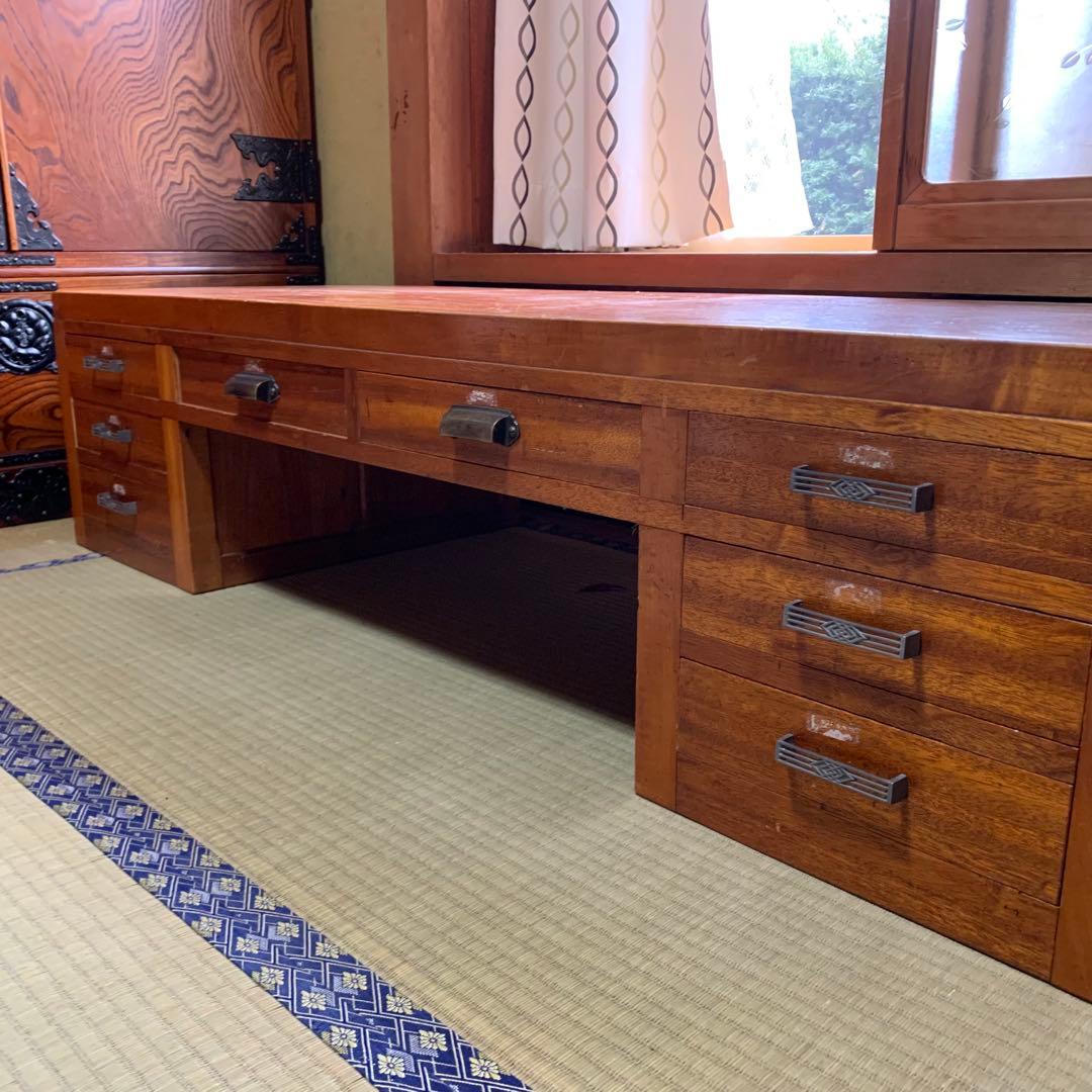 両袖文机 文机 帳場机 ローボード レトロ家具 和製アンティーク