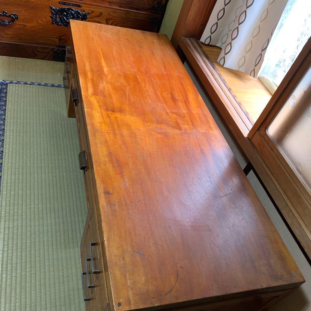 両袖文机 文机 帳場机 ローボード レトロ家具 和製アンティーク