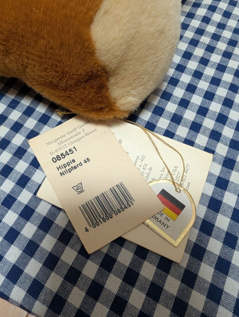 Steiff シュタイフ カバ Hippie約42〜45cm タグ付き