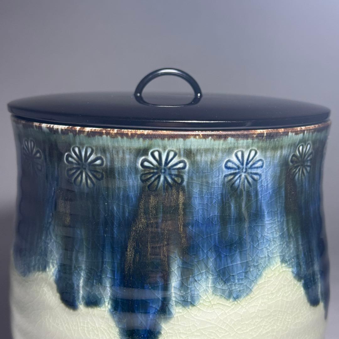 ◆御深井水指 加藤藤山造 二重箱共箱・共布付 本漆蓋 茶道具 未使用品◆