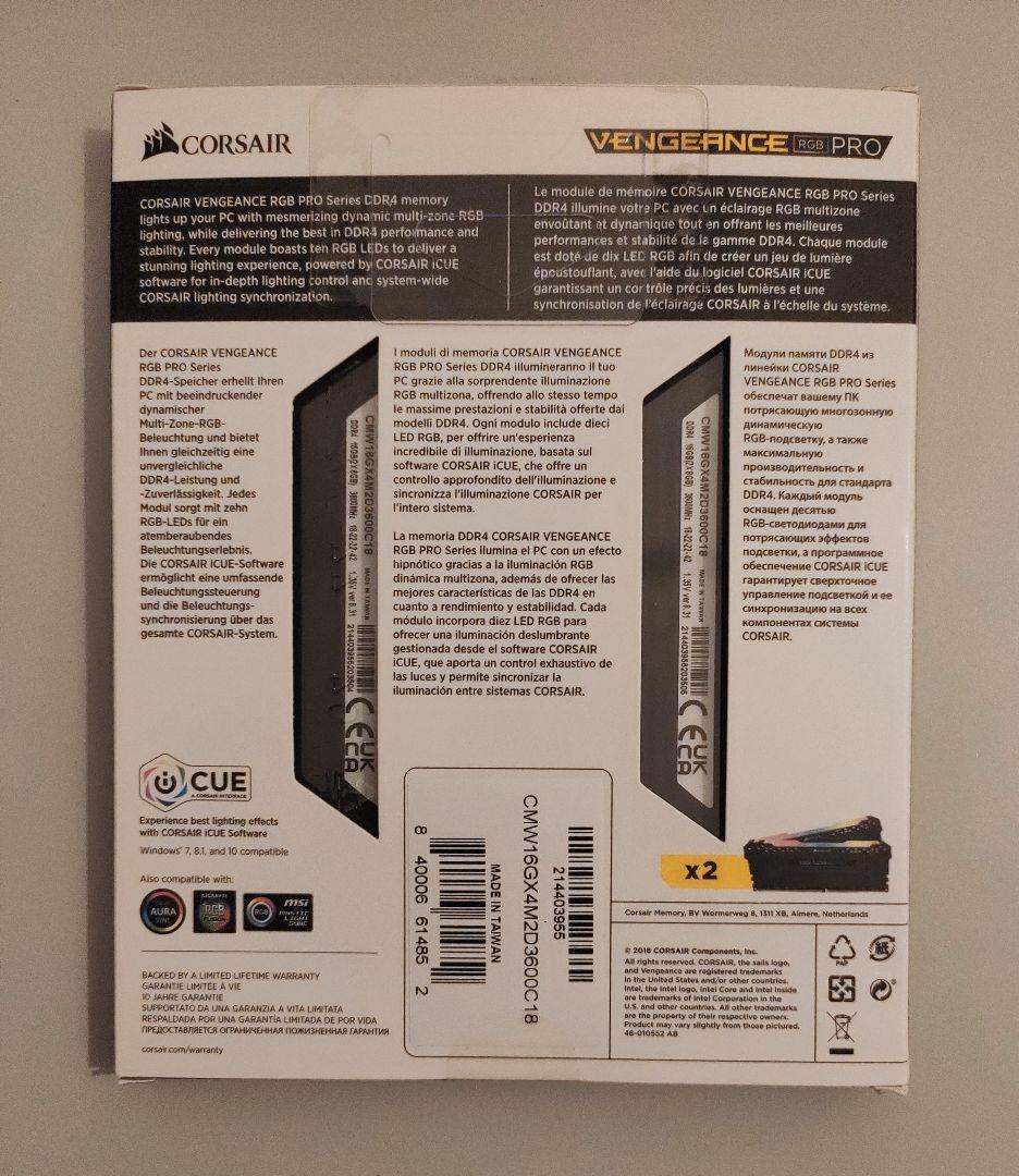 メモリー CORSAIR VENGEANCE RGB PRO DDR4 3600 16GB