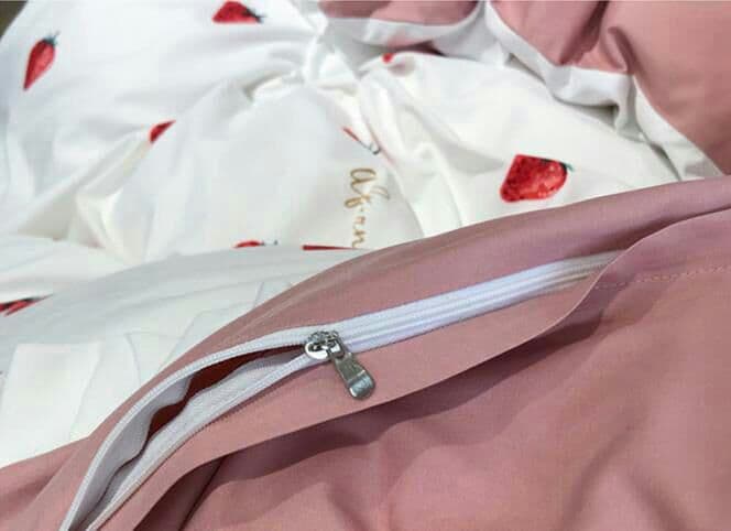 めいちゃ可愛い?いちごシングル布団カバー3点寝具セット四季用枕カバー付肌触最高