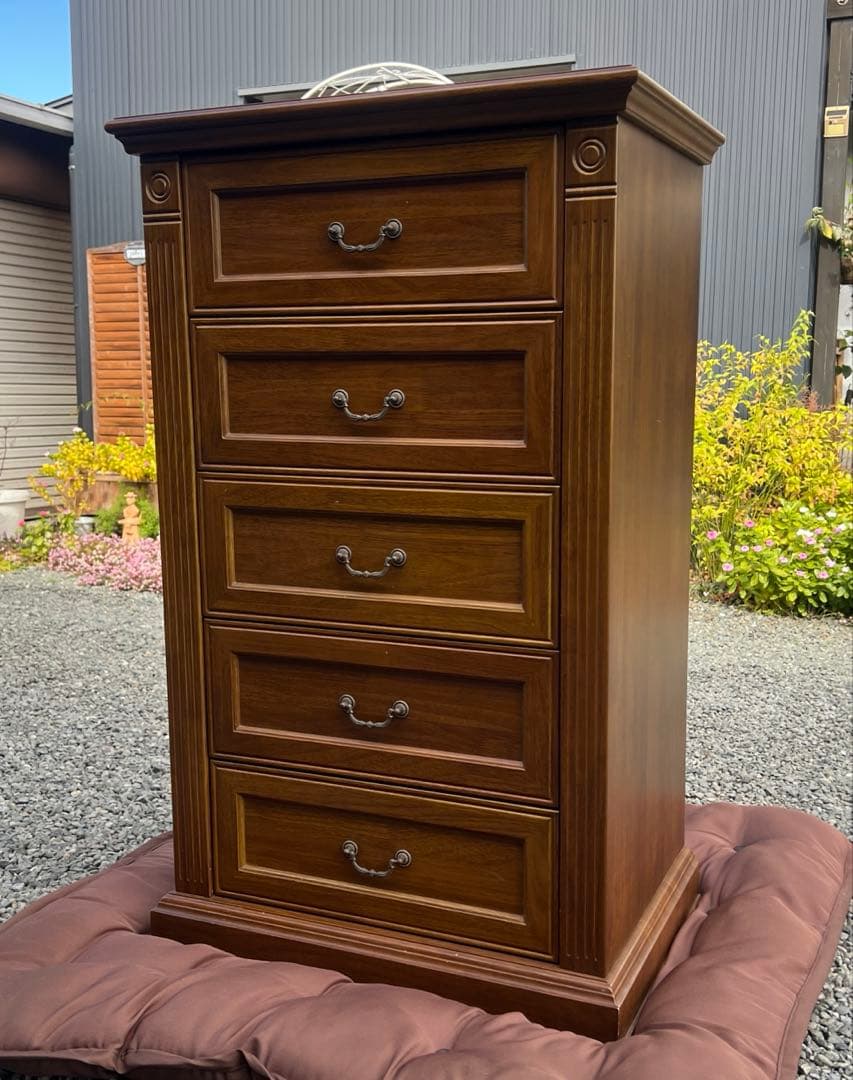 アンティーク調 木製チェスト 5段引き出し 収納家具 アメリカ 英国クラシック