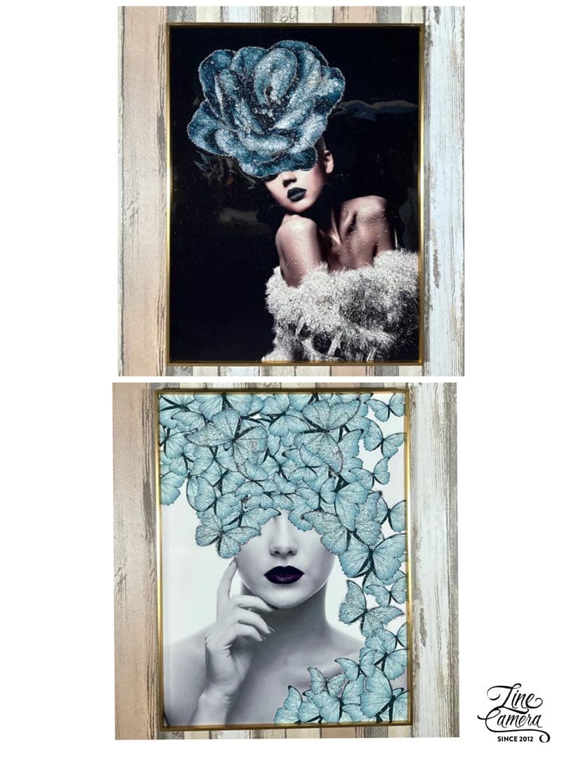 1842❣️ アートフレーム バタフライ 絵画 クリスタルピクチャー  2点セット