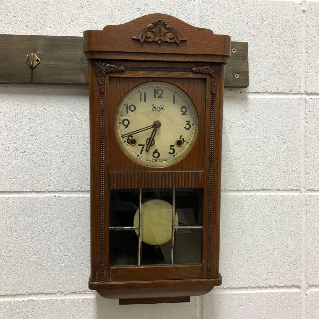 meiji アンティーク　柱時計　古時計　掛時計
