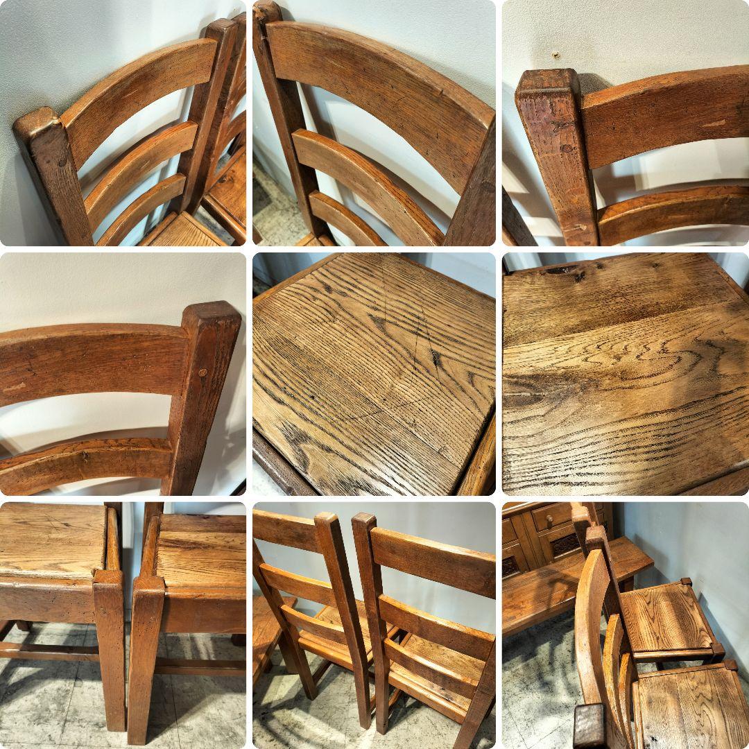 M♦Sale東名　希少　アンティーク オーク　総無垢ダイニング4点セット