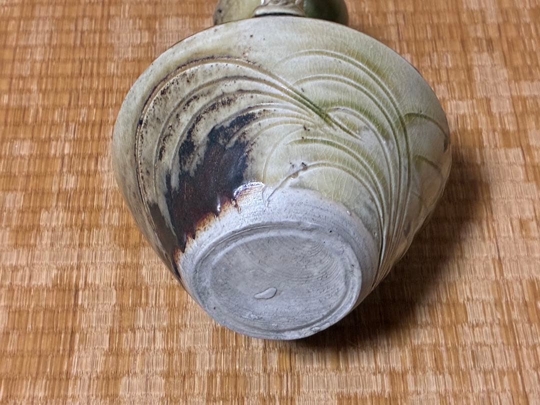 イスラム古陶 ペルシャ陶器 古陶器 魚紋 緑黄釉 陶器 水差し ピッチャー 水注