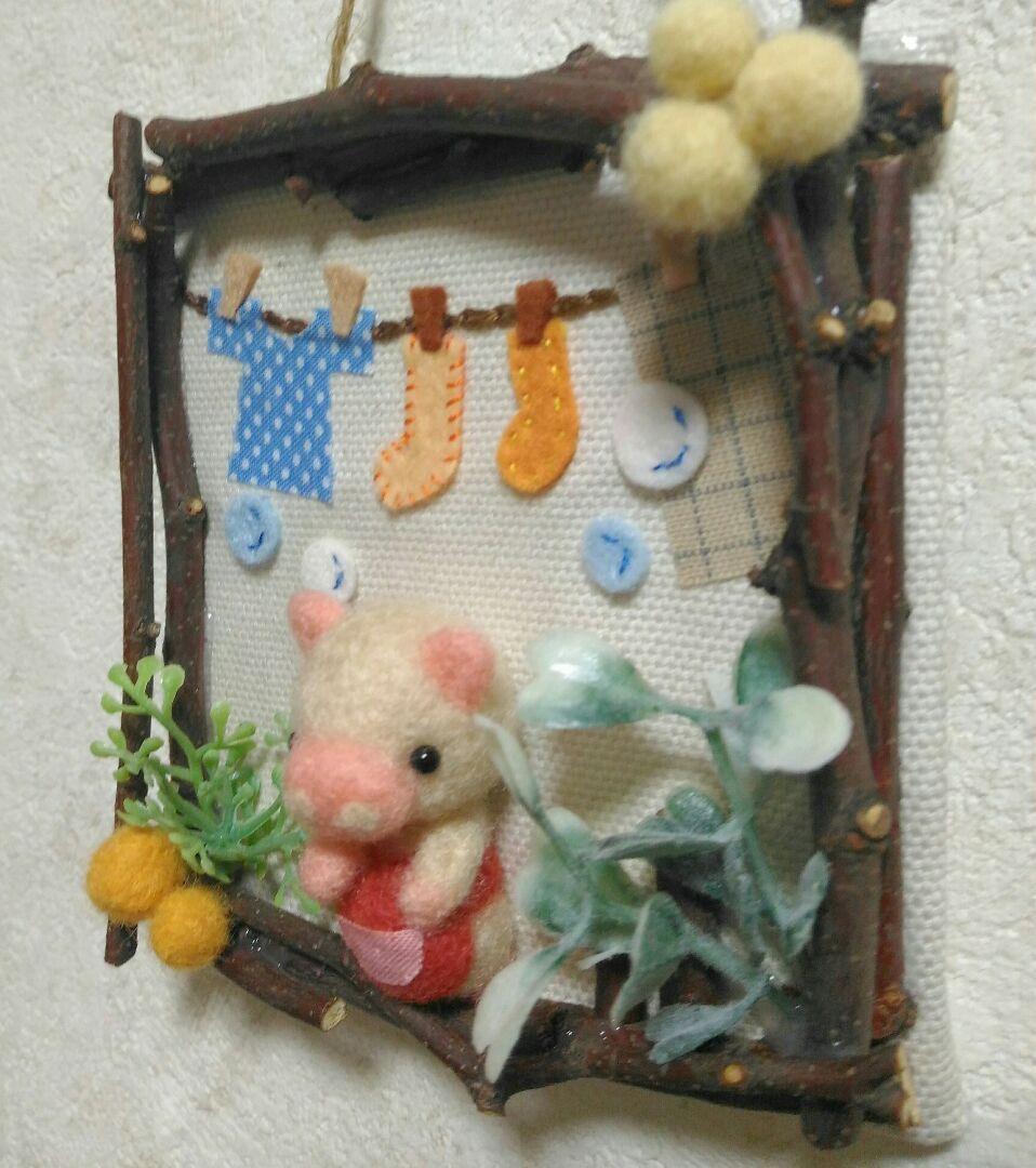 ✿mika様用✿羊毛フエルト✿ミニ額縁ふぅ✿ブタのお母さん✿