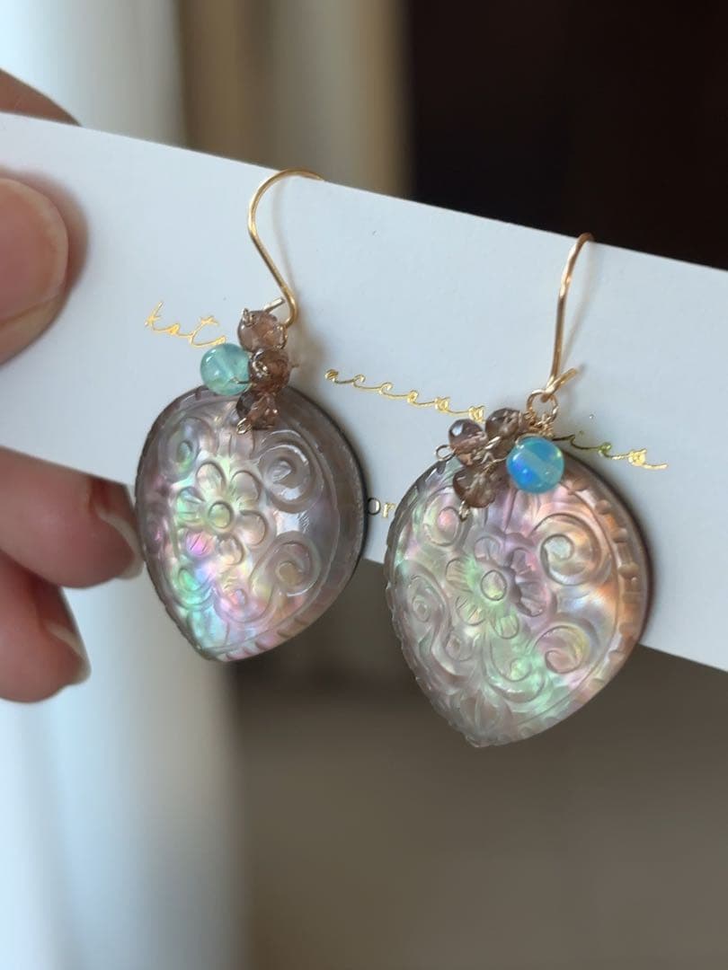 ブラウンMOPダブレットピアス R943