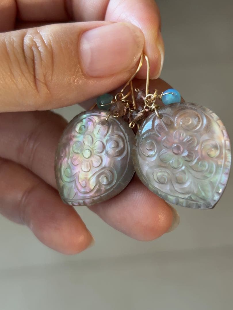 ブラウンMOPダブレットピアス R943