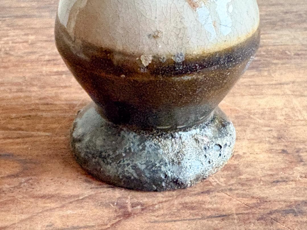 古い沖縄の花器　壺屋焼　瓶子　２彩釉　掻き分け　希小品　ビンテージ