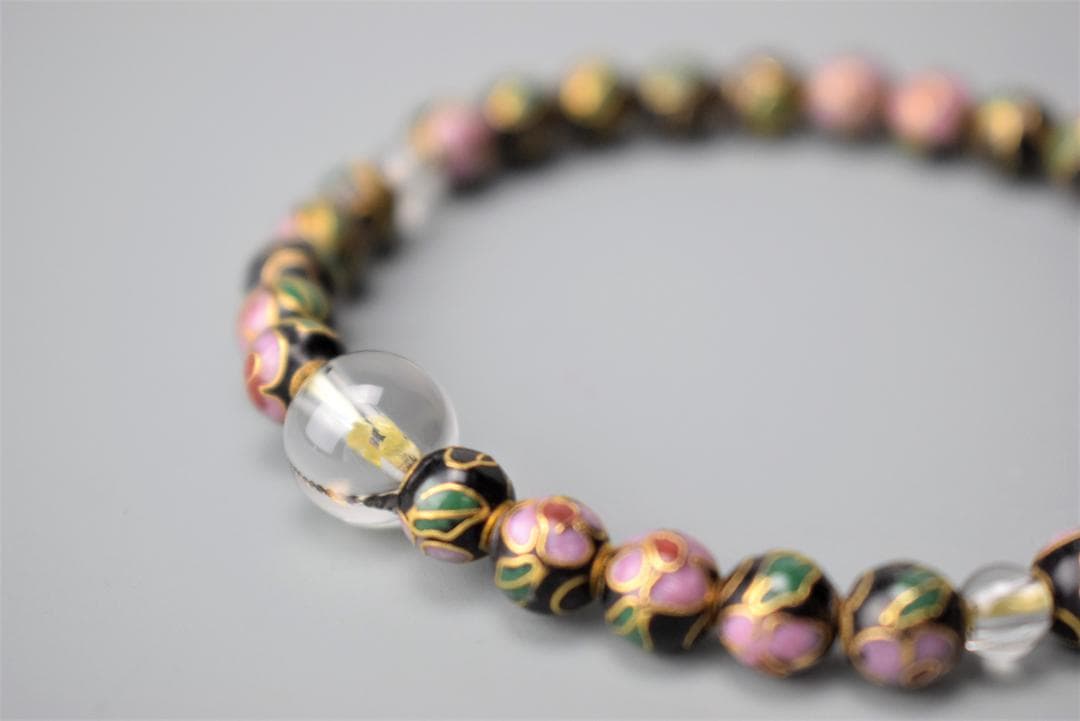 腕輪念珠　ブレスレット　七宝焼　黒