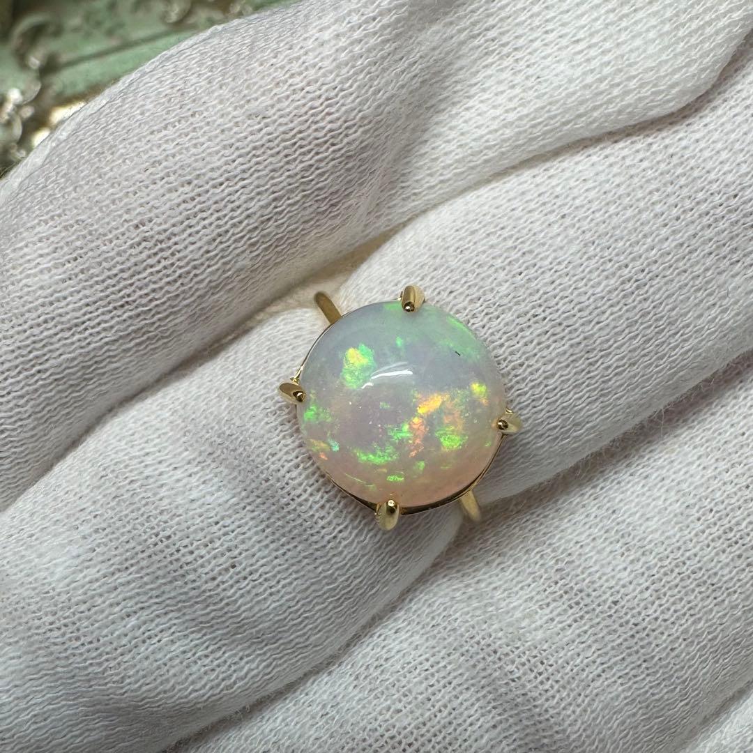 天然石エチオピアオパール　12mm大粒リング＆ペントップS925製 114