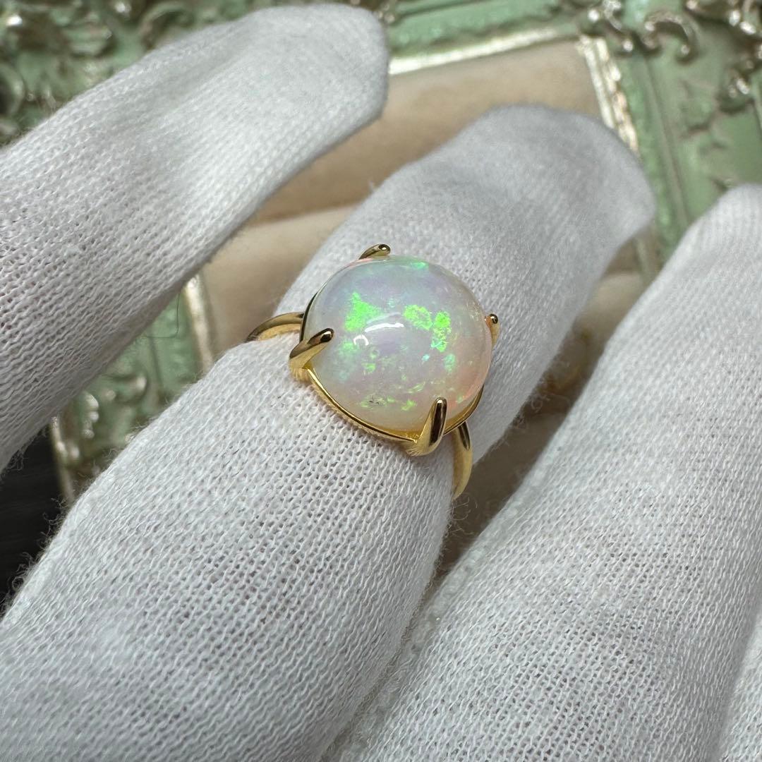 天然石エチオピアオパール　12mm大粒リング＆ペントップS925製 114