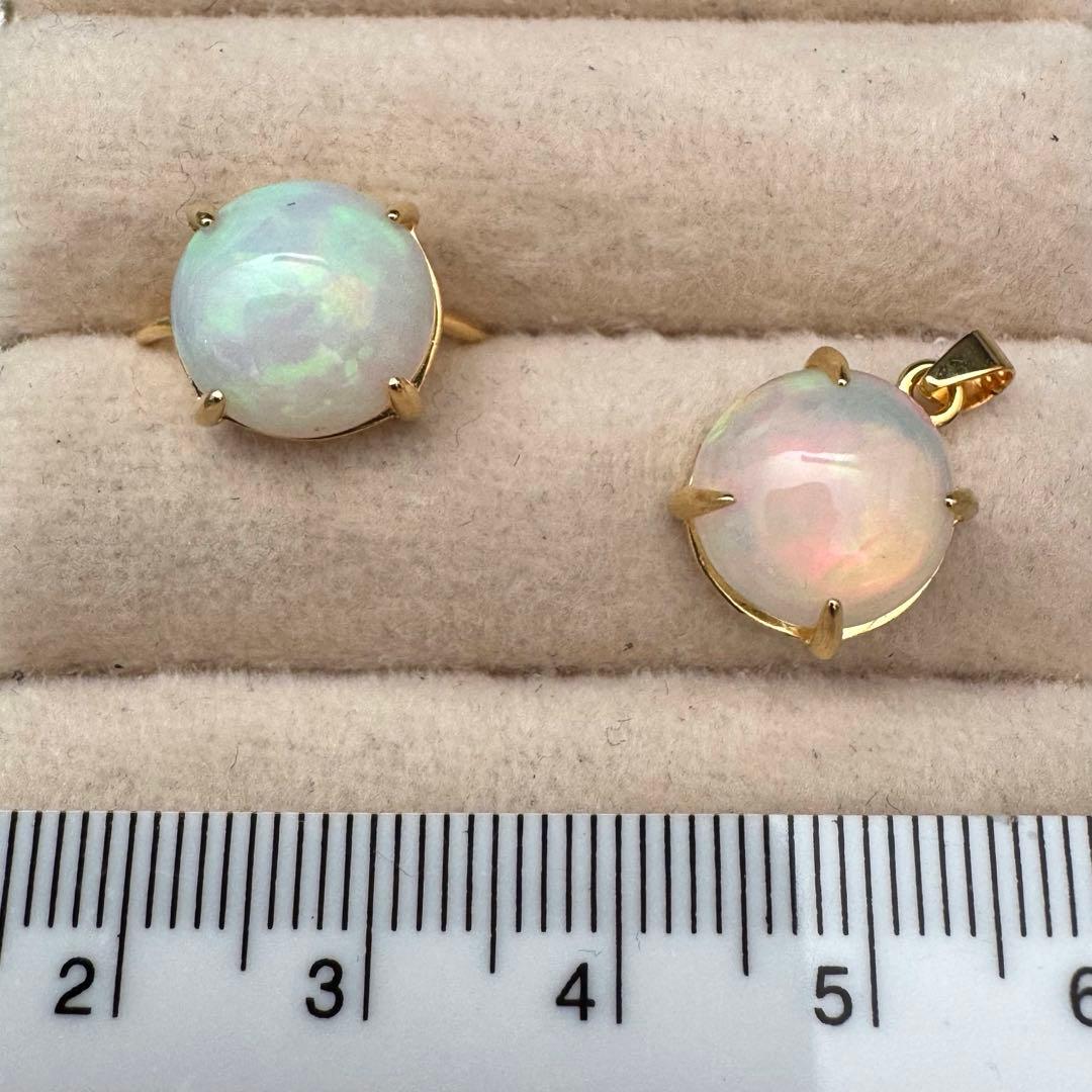 天然石エチオピアオパール　12mm大粒リング＆ペントップS925製 114