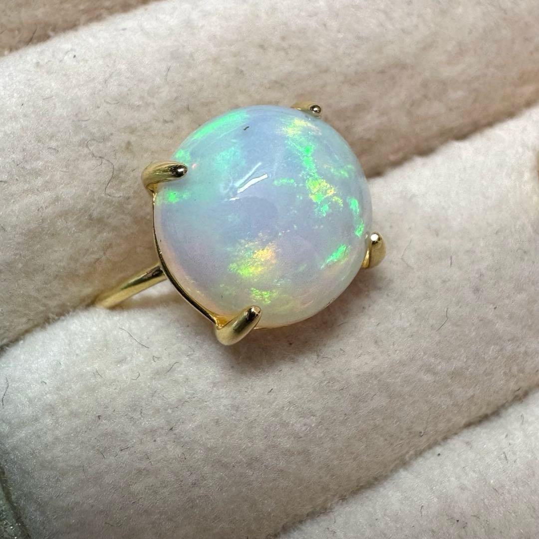 天然石エチオピアオパール　12mm大粒リング＆ペントップS925製 114