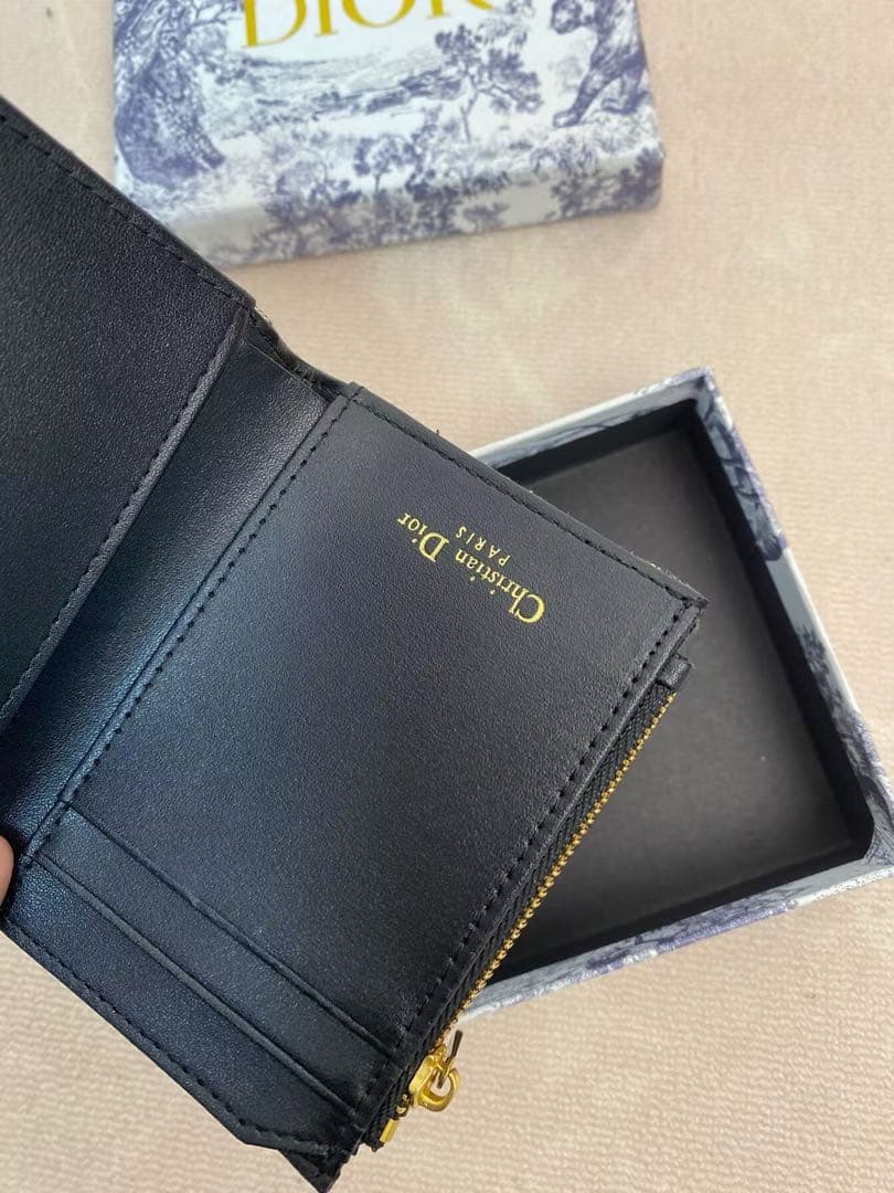 Dior 三つ折り財布 ネイビー ベージュ
