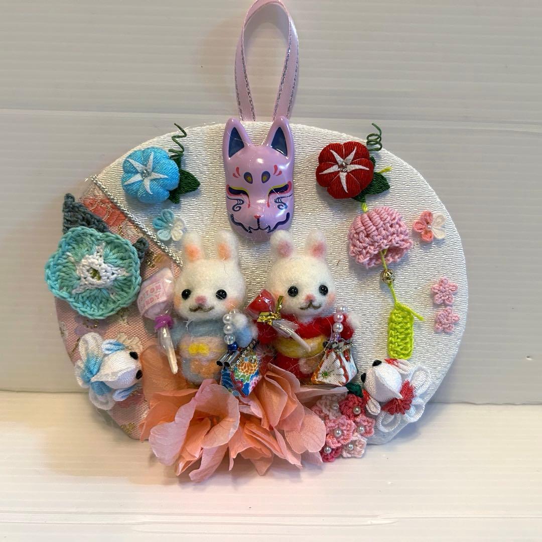 羊毛フェルト うさぎのアート作品