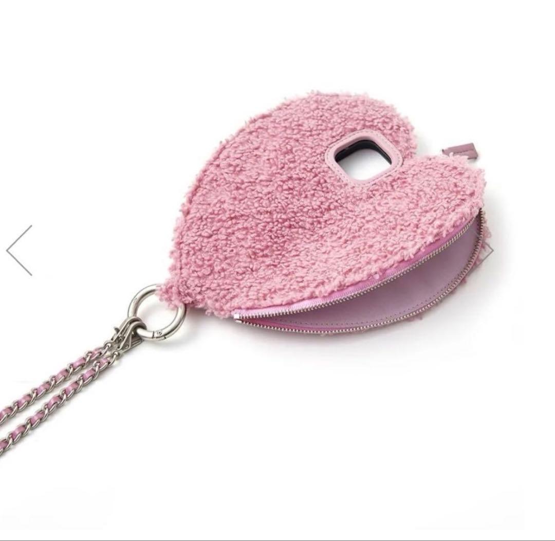 新品1.1万ajewボア　ハートケースiPhone16proケースfluffy