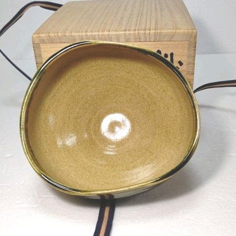 茶道具　抹茶茶碗 　(織部)　藤原 一門