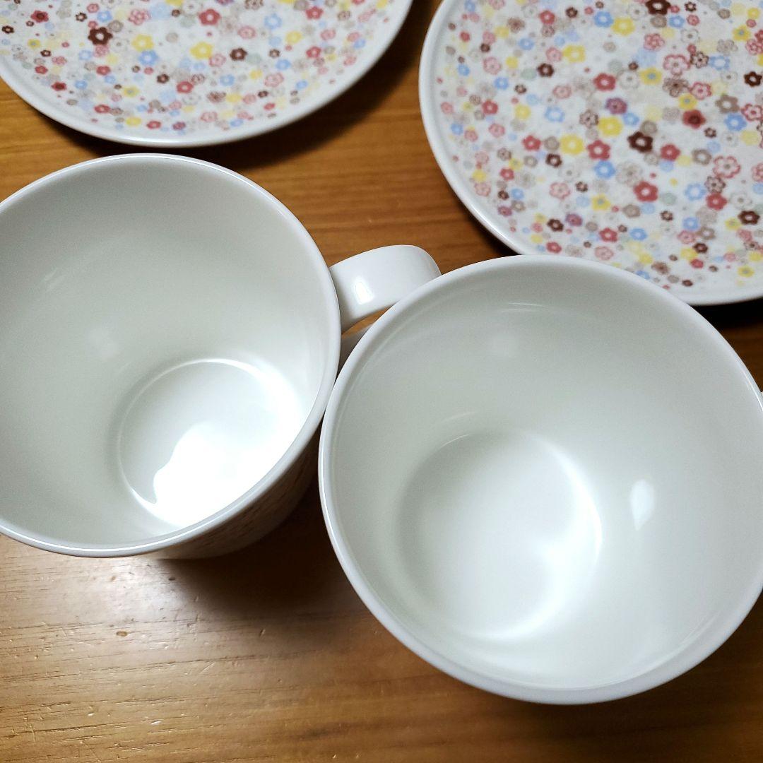 NARUMI ナルミ ポーチュラカ 花模様 4点 ペアマグカップ プレート 新品