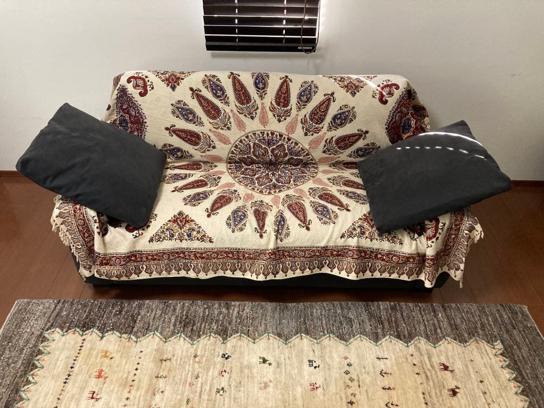 送料込　ソファ　2人掛　NOYES スウェード調ファブリック　チャコールグレー