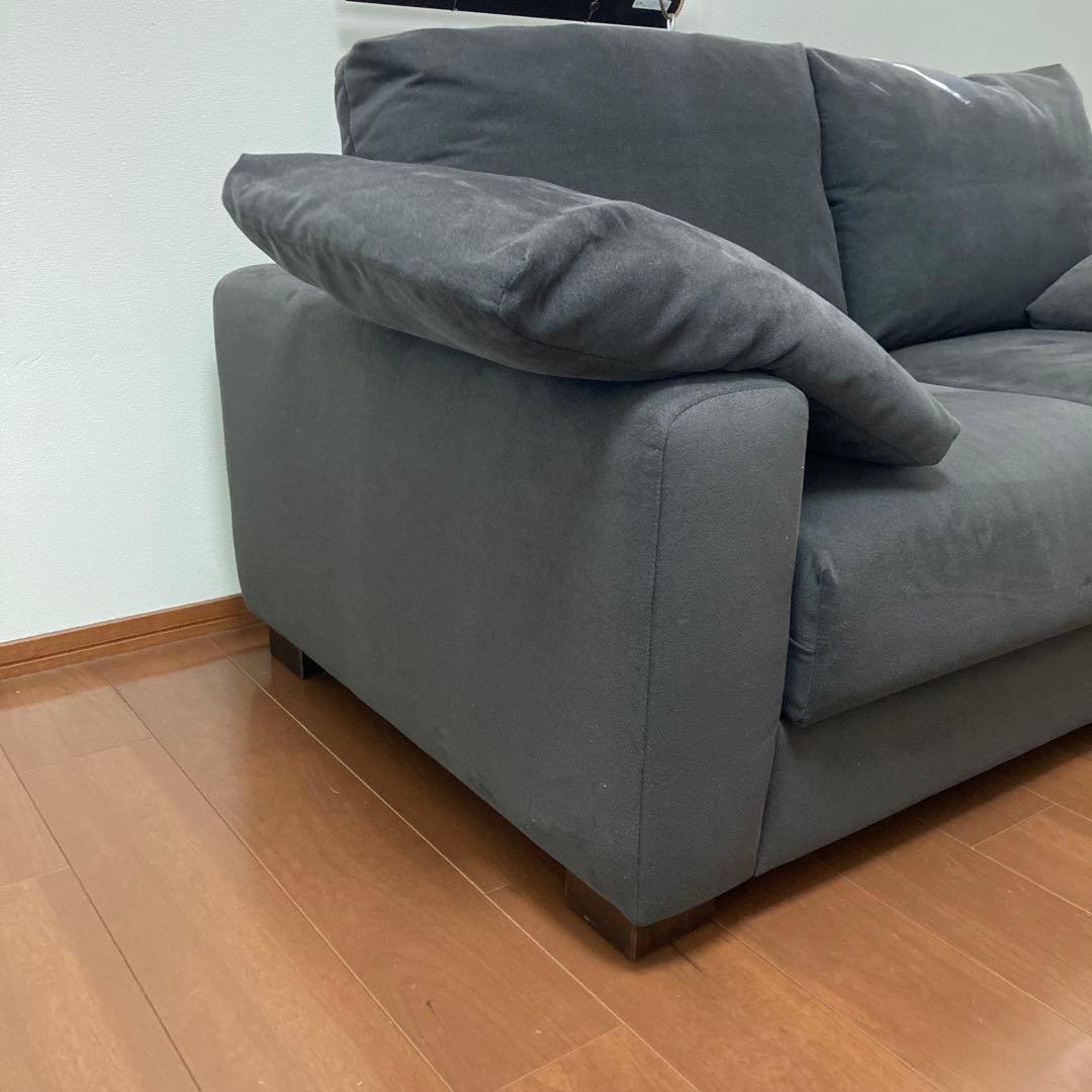 送料込　ソファ　2人掛　NOYES スウェード調ファブリック　チャコールグレー