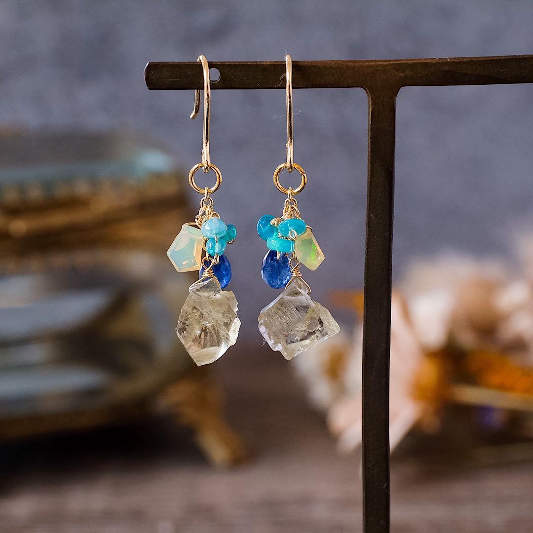 14kgfシリマナイトごろっとピアス/イヤリング