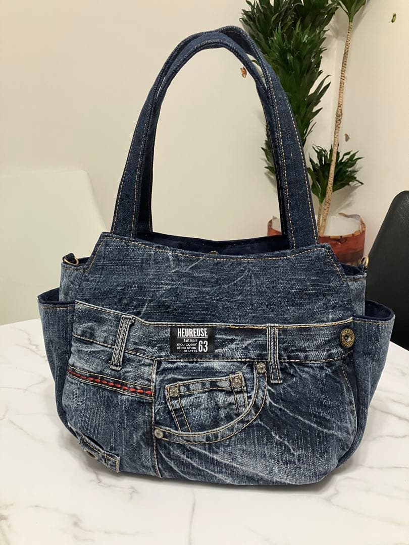 547 そらママ専用大きめデニムリメイクバック　ハンドメイド