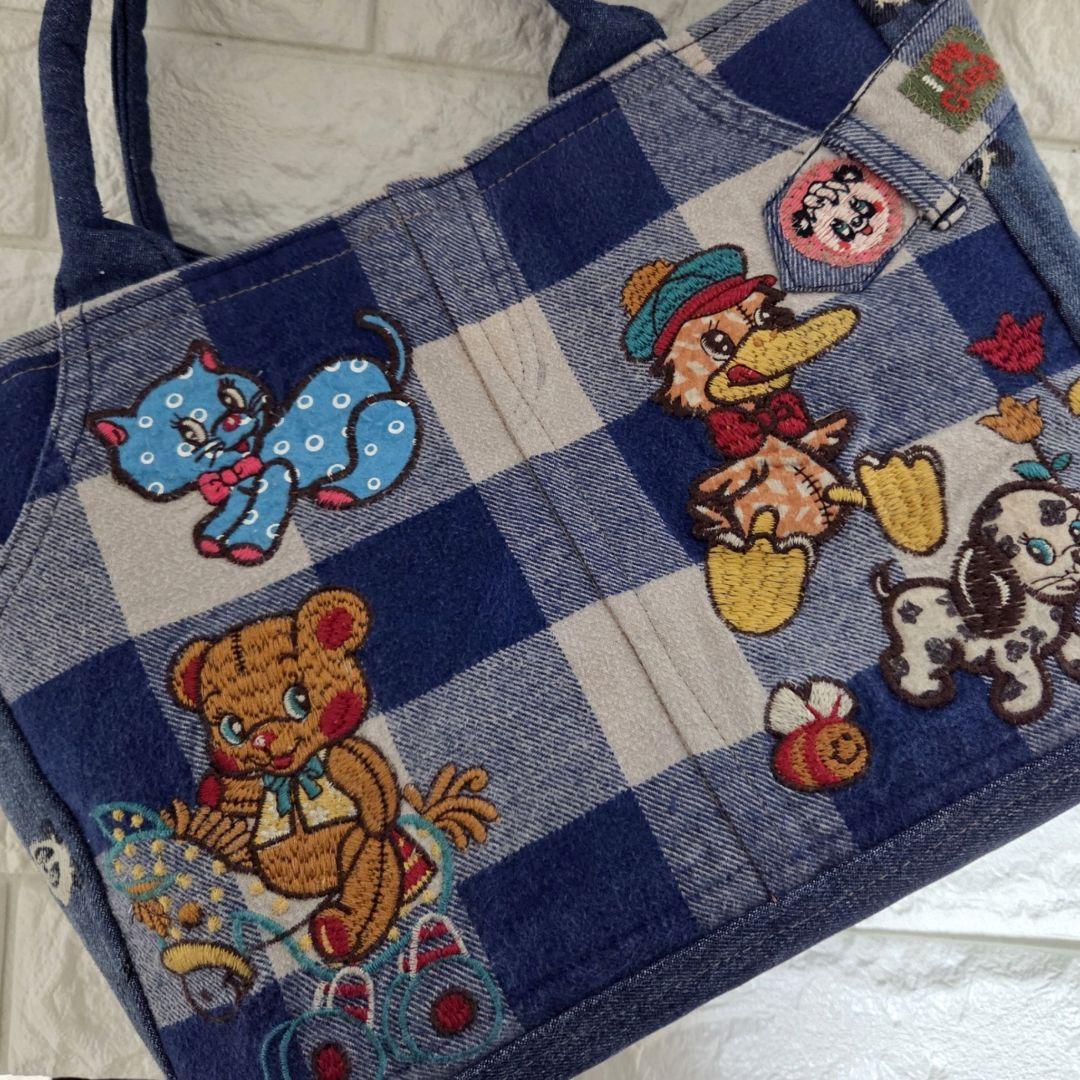 915 デニム＊リメイク＊パンダ＊バッグ＊トートバッグ