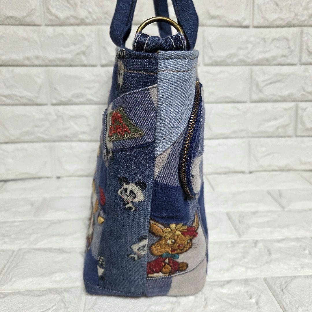 915 デニム＊リメイク＊パンダ＊バッグ＊トートバッグ