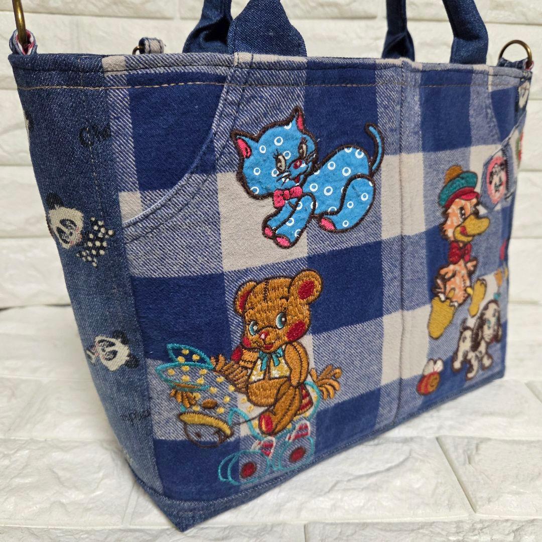 915 デニム＊リメイク＊パンダ＊バッグ＊トートバッグ
