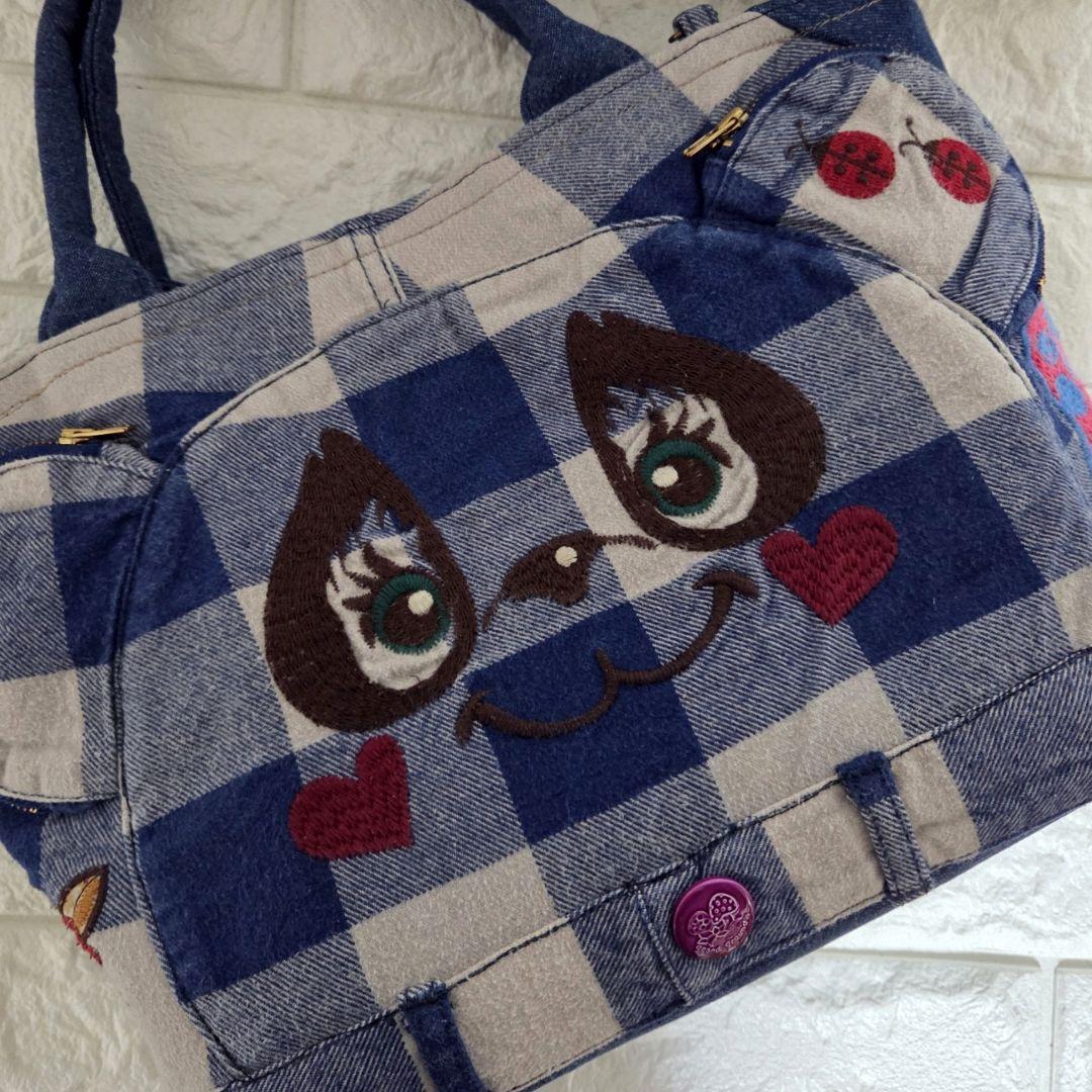 915 デニム＊リメイク＊パンダ＊バッグ＊トートバッグ