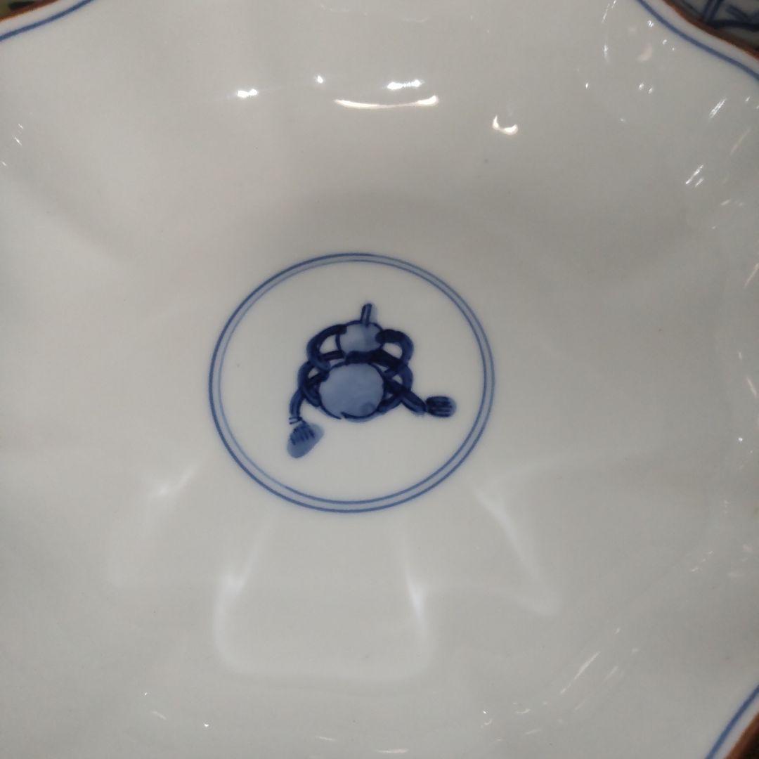 九谷焼　香祥窯　染付　宝尽くし 小鉢 中皿　 八角皿 輪花 手描き 未使用品