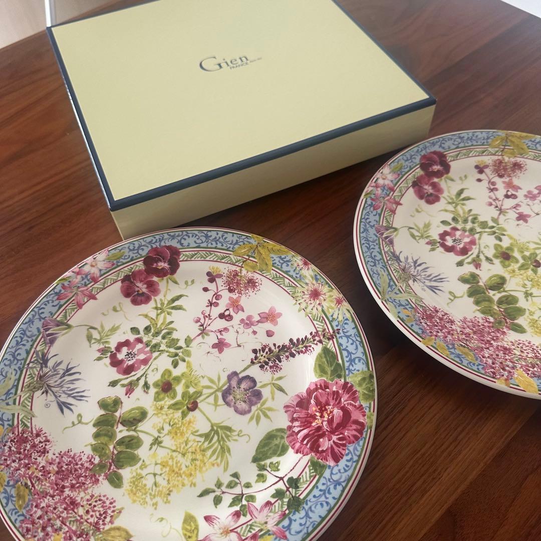 新品2枚　セットGIEN ミルフルール デザートプレート　フランス　ジアン　ペア