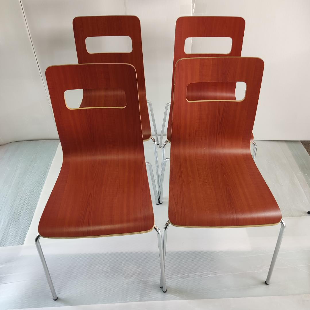 数日セール【４脚セット】弘益　ＡＬＥＳチェア パッドなし メッキ脚【ALES】