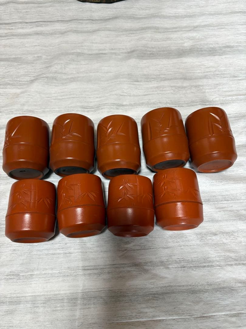 昭和レトロ　昭和レトロ 桜樺細工 丸型 茶櫃 湯呑み茶碗 茶器セット