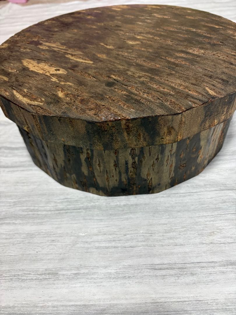 昭和レトロ　昭和レトロ 桜樺細工 丸型 茶櫃 湯呑み茶碗 茶器セット