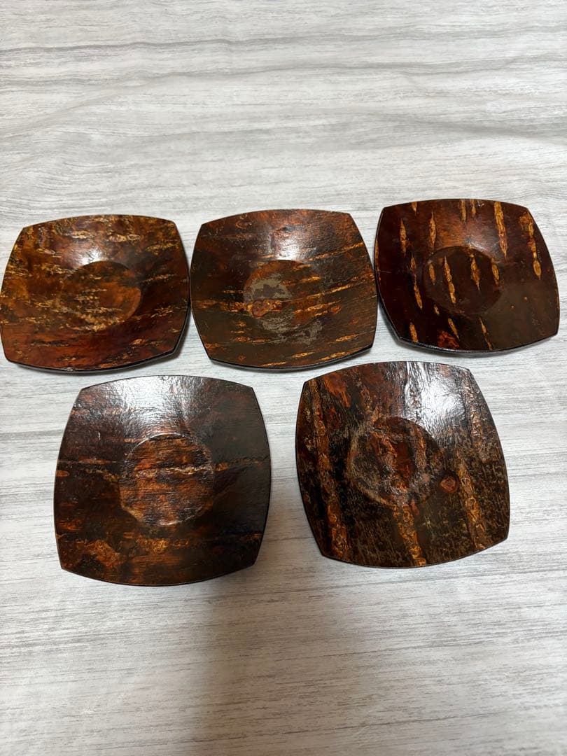 昭和レトロ　昭和レトロ 桜樺細工 丸型 茶櫃 湯呑み茶碗 茶器セット