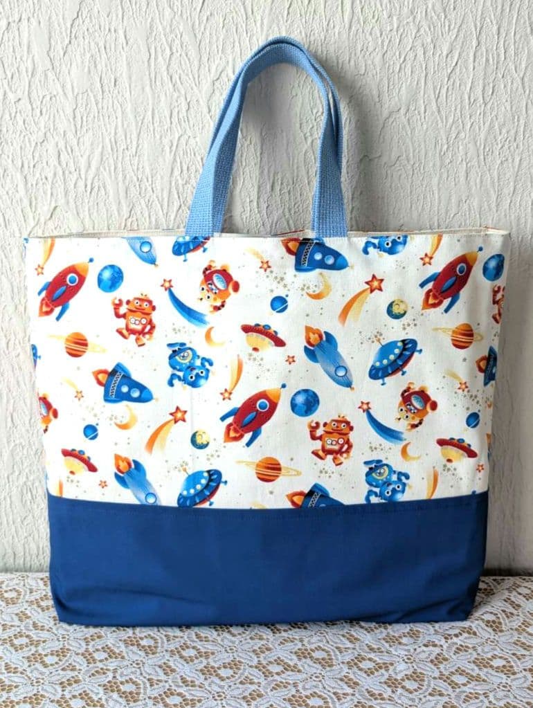 ロボットロケット宇宙＆ブルー　入学入園セット7点セット、レッスンバック☆上履き袋