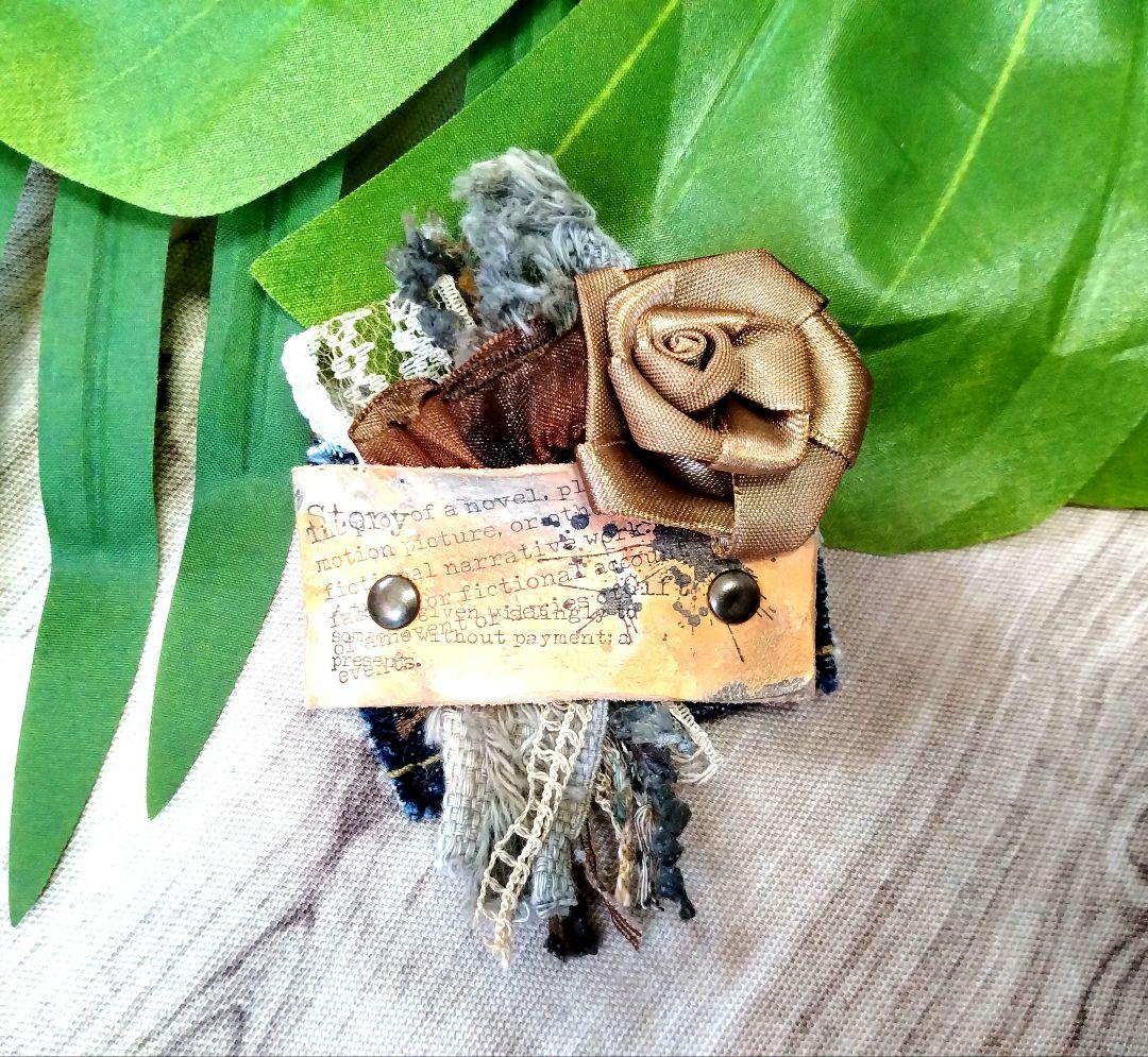 antiqua風　vintage調　手染めローズヘアークリップ