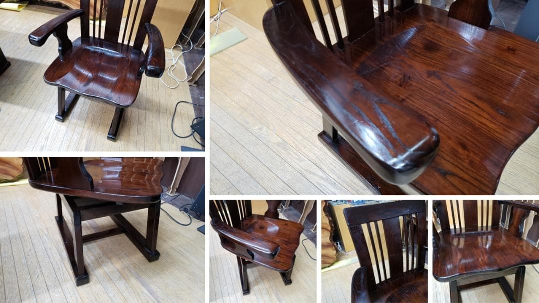 a22　美品　松尾博昭　作　黒檀　囲炉裏ダイニング５点セット