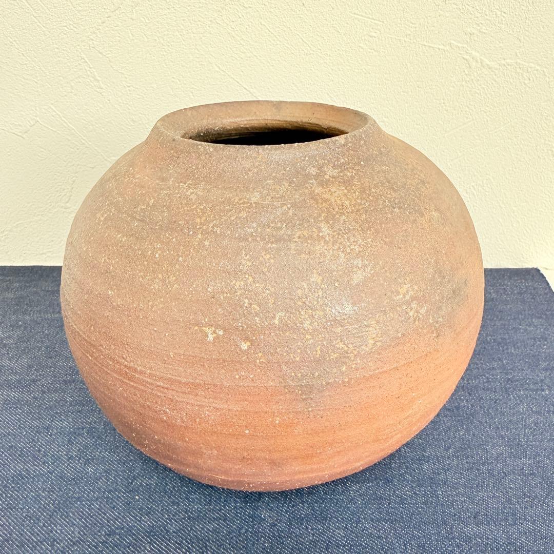 【名工】信楽焼 上田直方 造 蹲 壺 矢印 刻印 伝統工芸 骨董 酒器