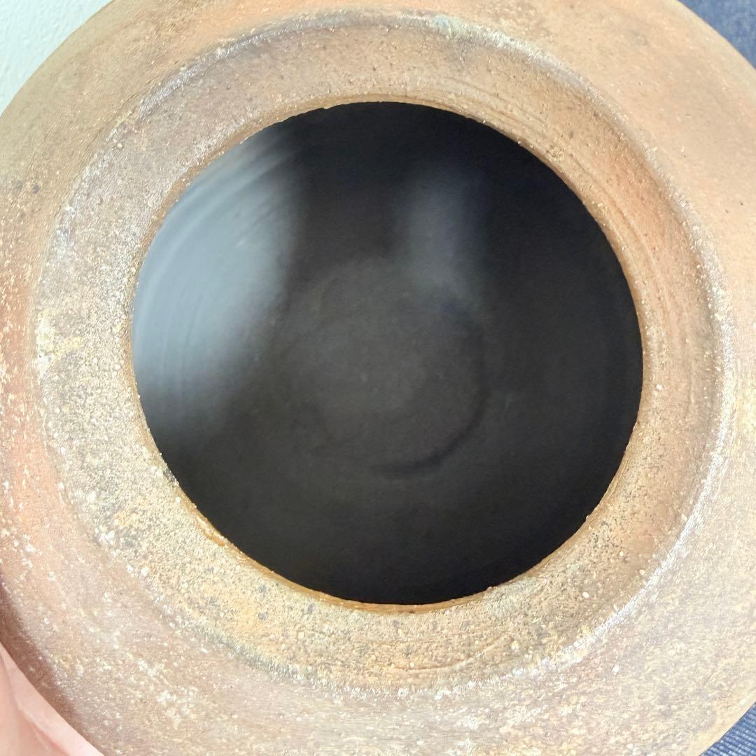 【名工】信楽焼 上田直方 造 蹲 壺 矢印 刻印 伝統工芸 骨董 酒器