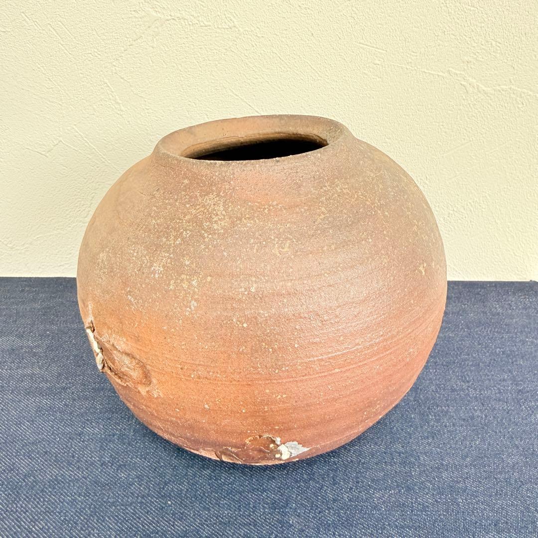 【名工】信楽焼 上田直方 造 蹲 壺 矢印 刻印 伝統工芸 骨董 酒器