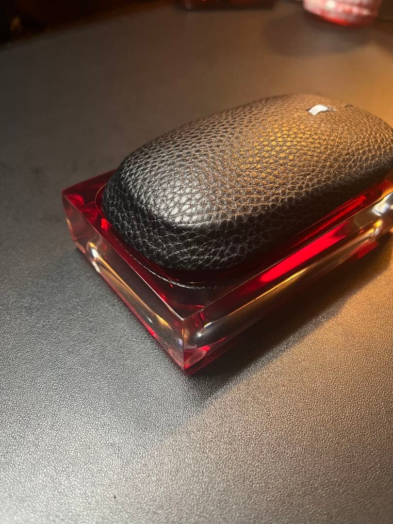 【高級】 ワイヤレスマウス ブラックレザー シルバーホイール 5ボタン