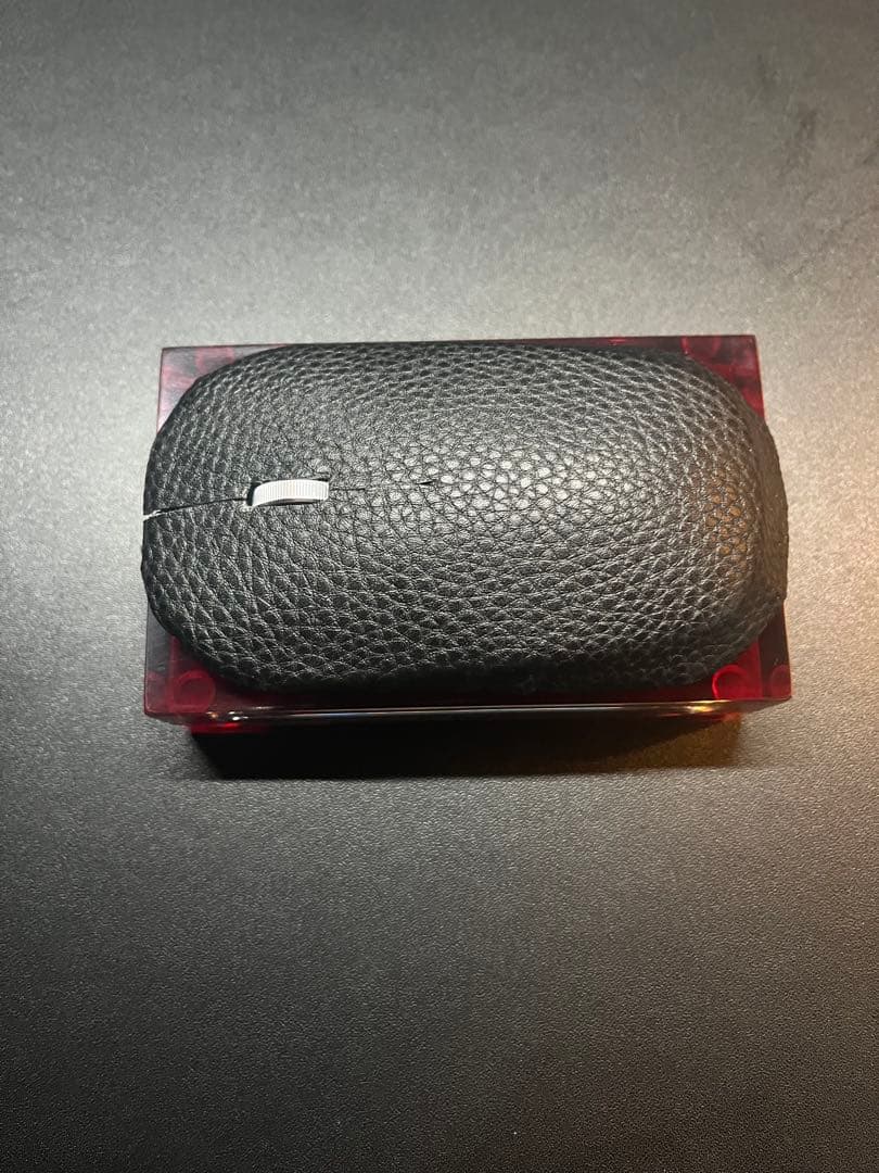 【高級】 ワイヤレスマウス ブラックレザー シルバーホイール 5ボタン