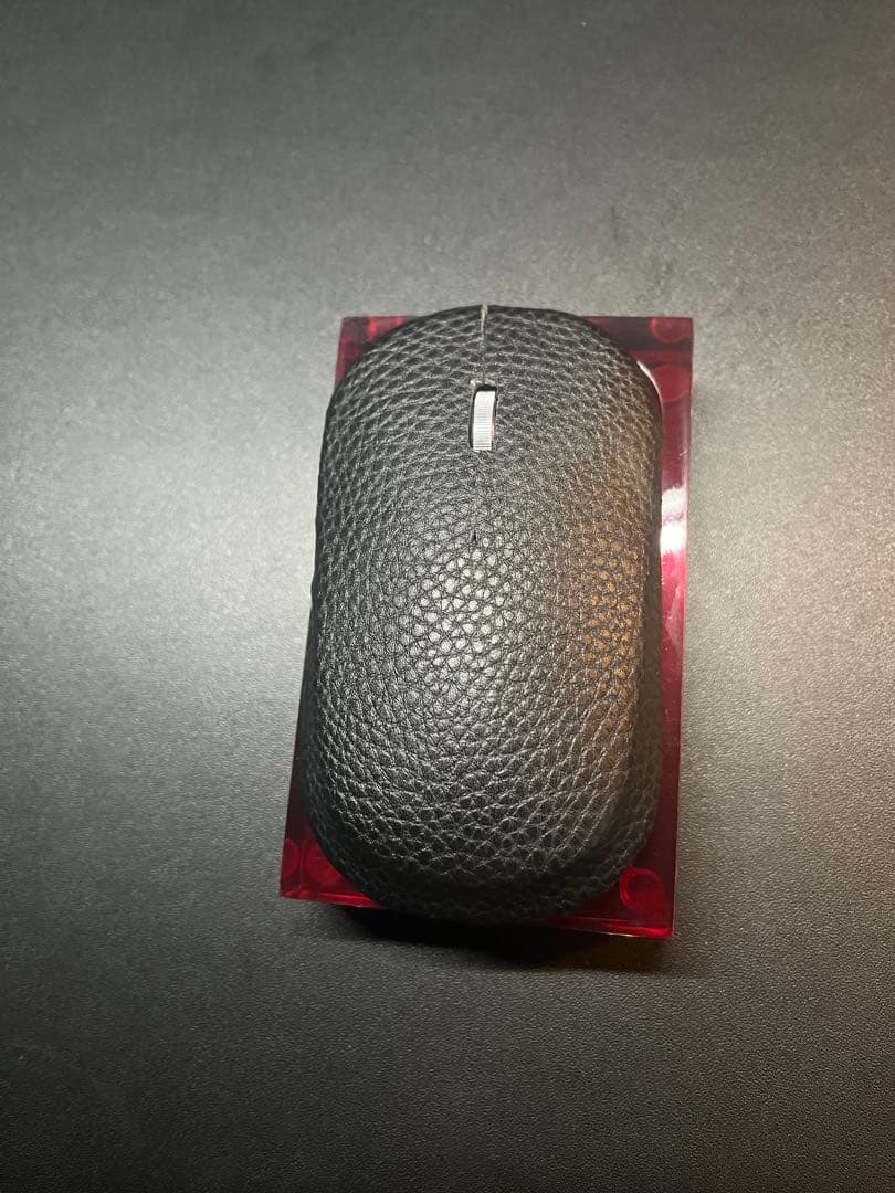 【高級】 ワイヤレスマウス ブラックレザー シルバーホイール 5ボタン